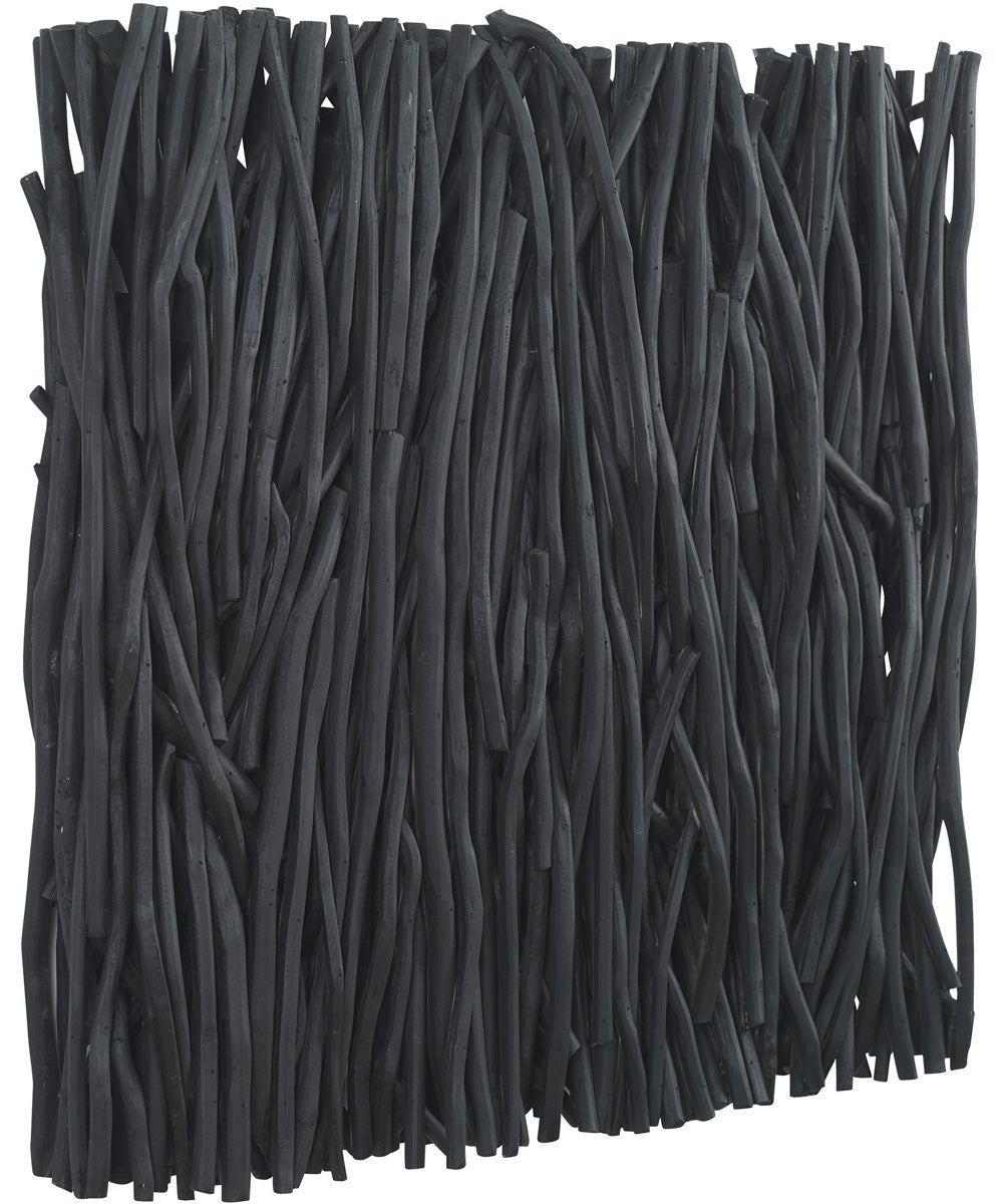 Gathered Teak Square Black Wood Wall Decor