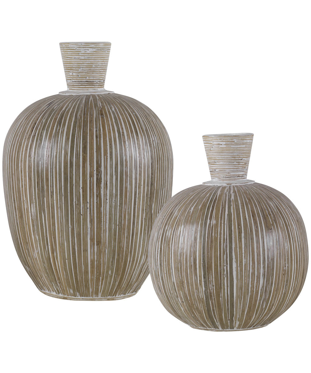 Islander White Washed Vases, Set of 2