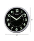 Silver Framed Black Wall Clock Luminous Hands