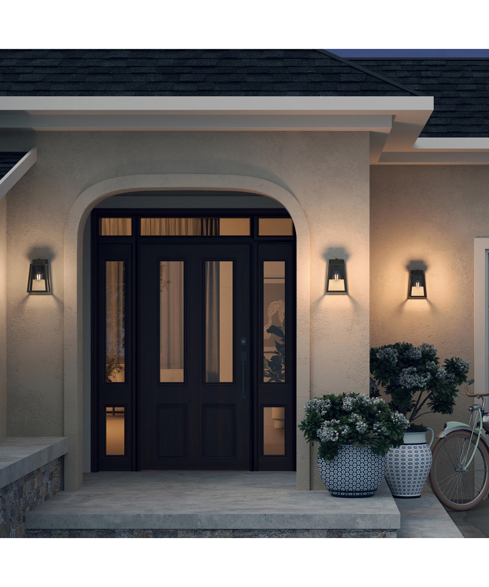 Hedry Small Outdoor Wall Lantern with Clear Glass Panels Antique Bronze