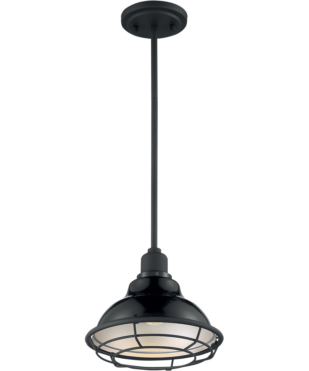 10"W Newbridge 1-Light Pendant Gloss Black / Silver