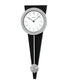 Wall Clock Silver-Tone On Black Solid Wood Base