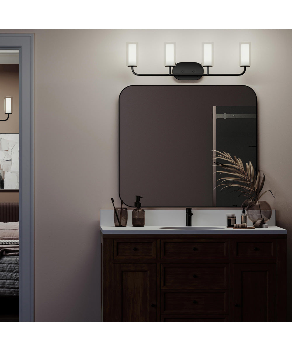 Mack 4-Light Vanity Light with Layered Glass Shades Matte Black