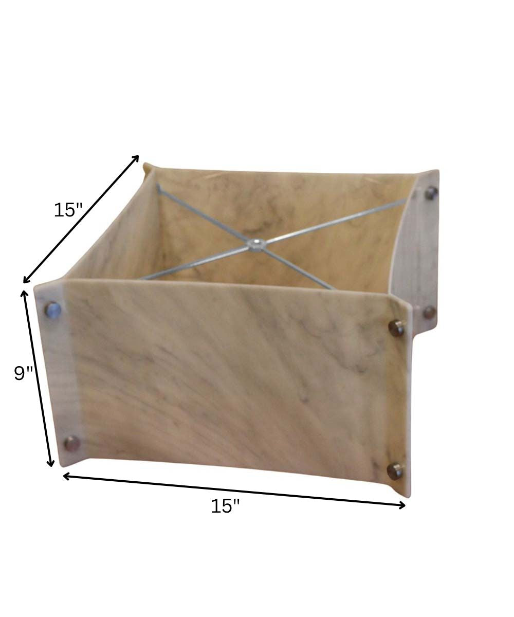 Pop Steady 15x15x9 Faux Marbled Alabaster Shallow Drum Square Lampshade