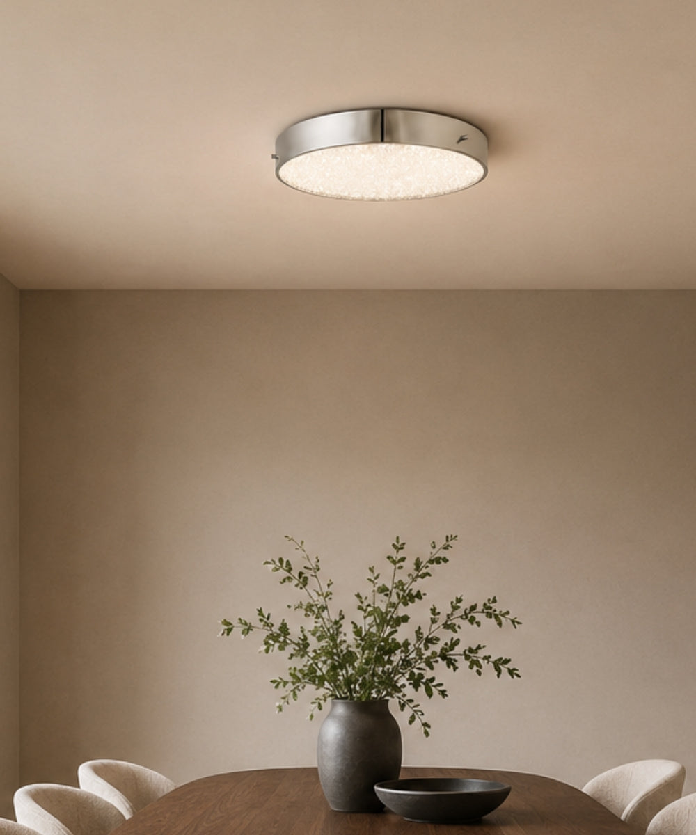 12"w Crystal Moon 1-Light LED Flush Mount Chrome Finish with Clear Cubic Zirconia Glass Shade