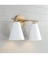 Charlie 2-Light Vanity Matte Brass and White