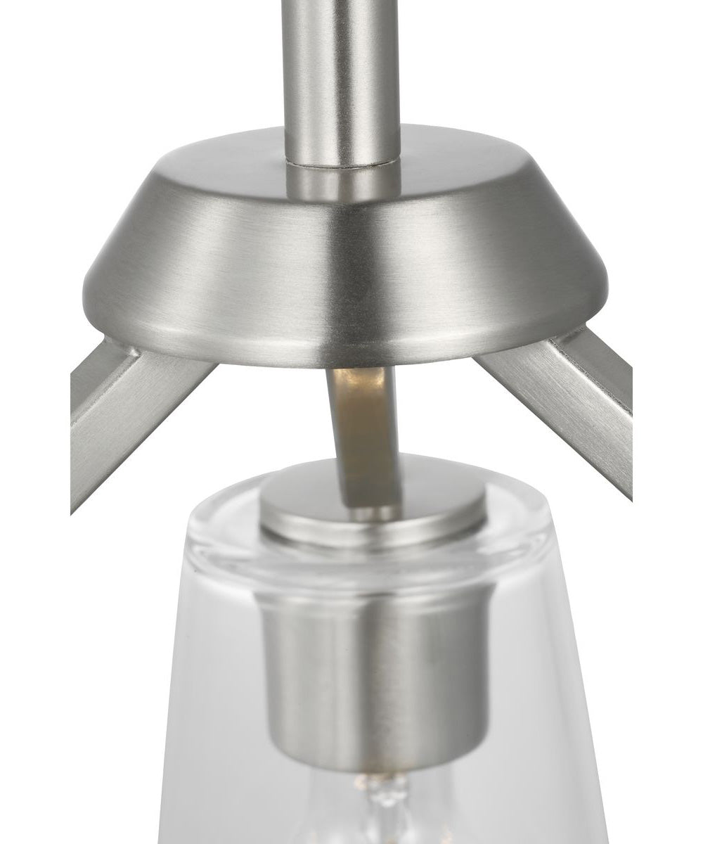 Vertex 3-Light Clear Glass Convertible Chandelier Brushed Nickel