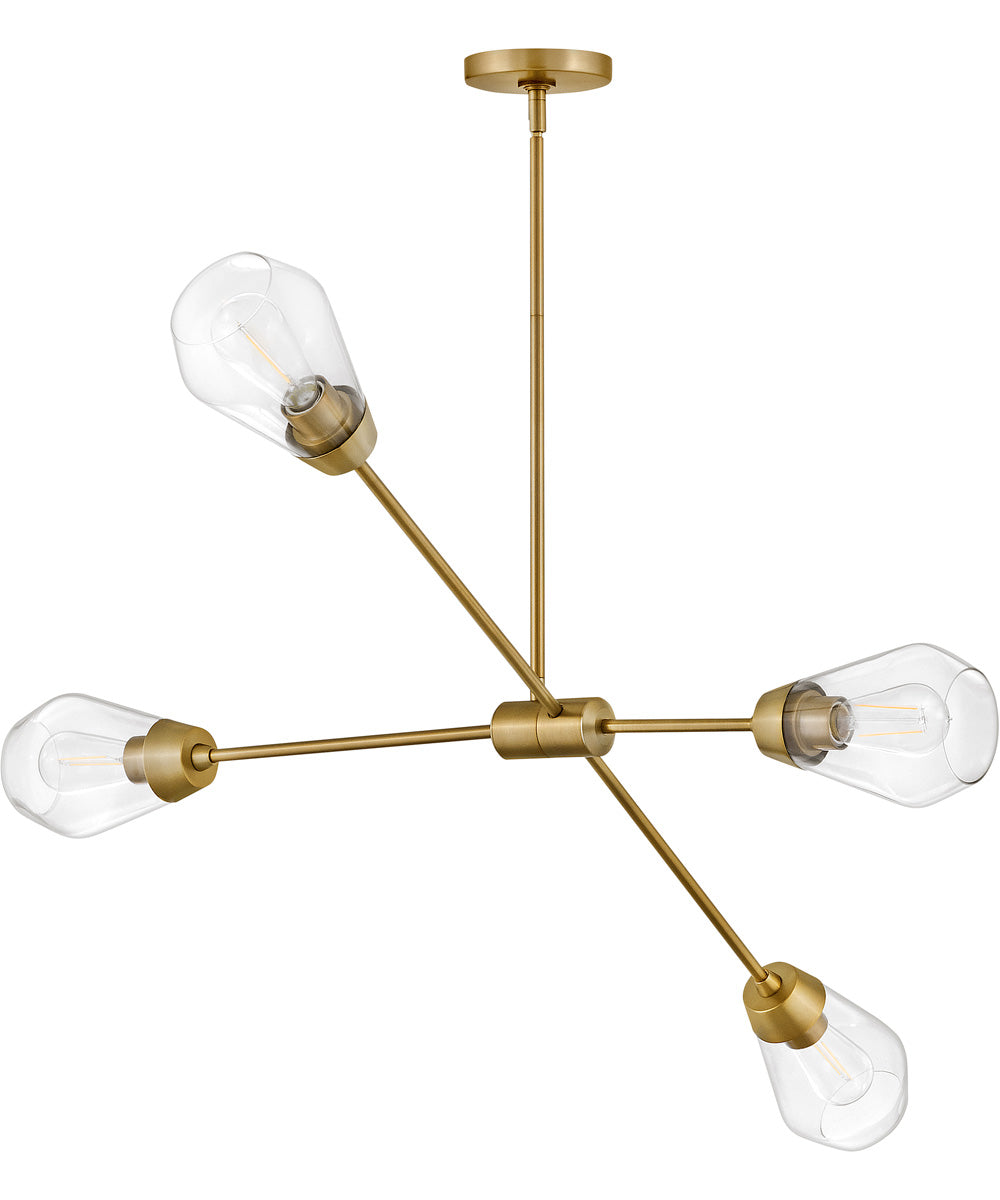 Livie 4-Light Medium Convertible Mobile Single Tier in Lacquered Brass