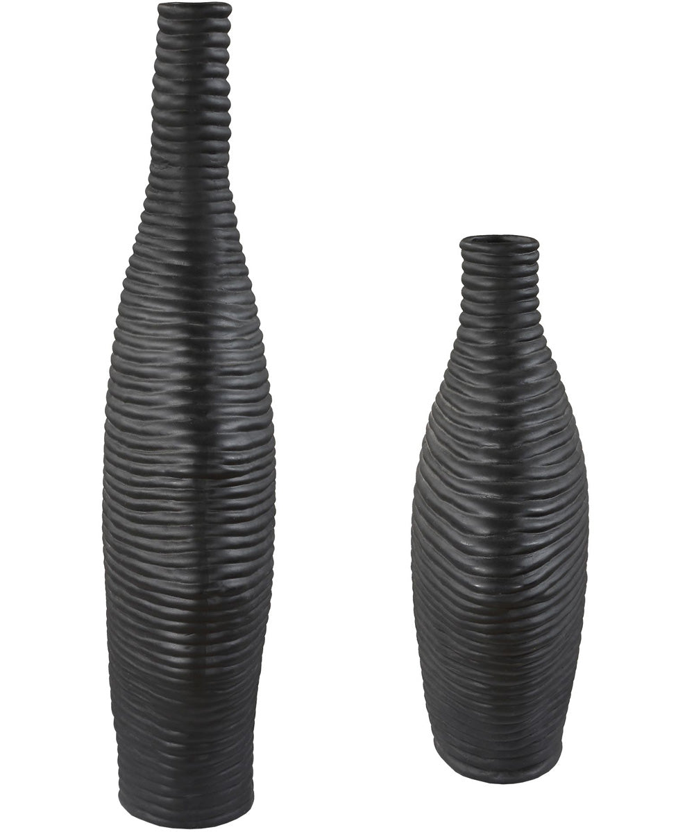 Duostacked Black Vases Set of 2