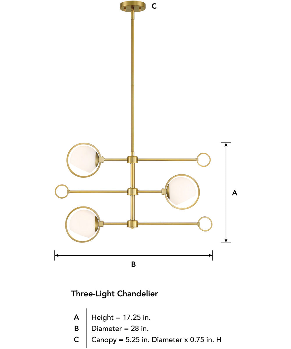 Teatro 3 Light Chandelier  Brushed Gold