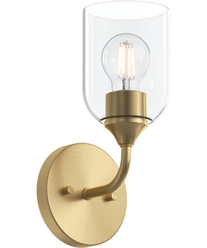 Ilia 1-Light Wall Sconce with Clear Glass Shade Brushed Gold