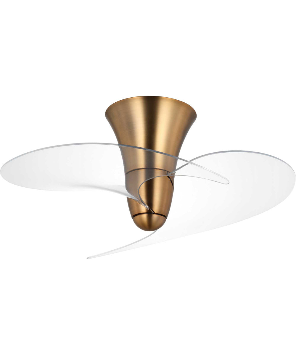 Beal 33.19-in. Two-Blade Modern Ceiling Fan with Clear Blades Vintage Brass