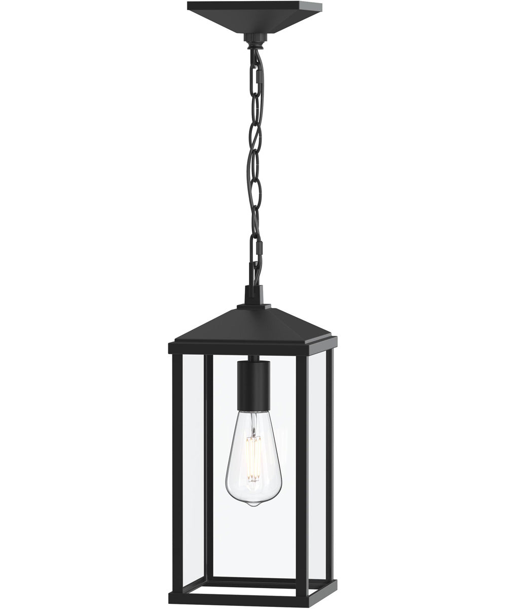 Cantley Outdoor Pendant with Clear Glass Panels Matte Black