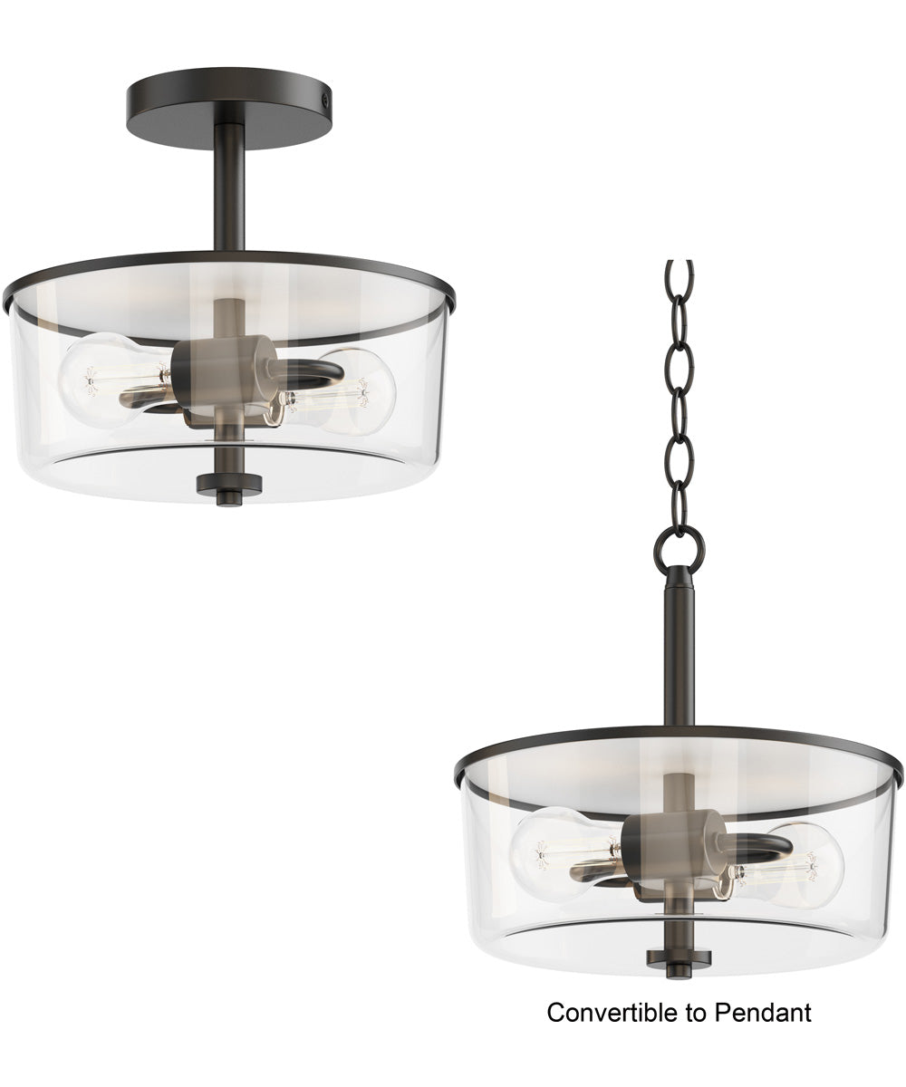 Fuller 2-Light Semi Flush/Pendant Convertible Black