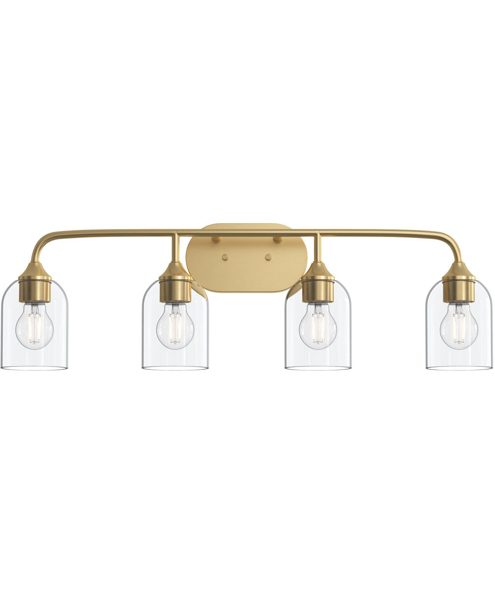 Ilia 4-Light Bath Vanity with Clear Glass Shade Brushed Gold