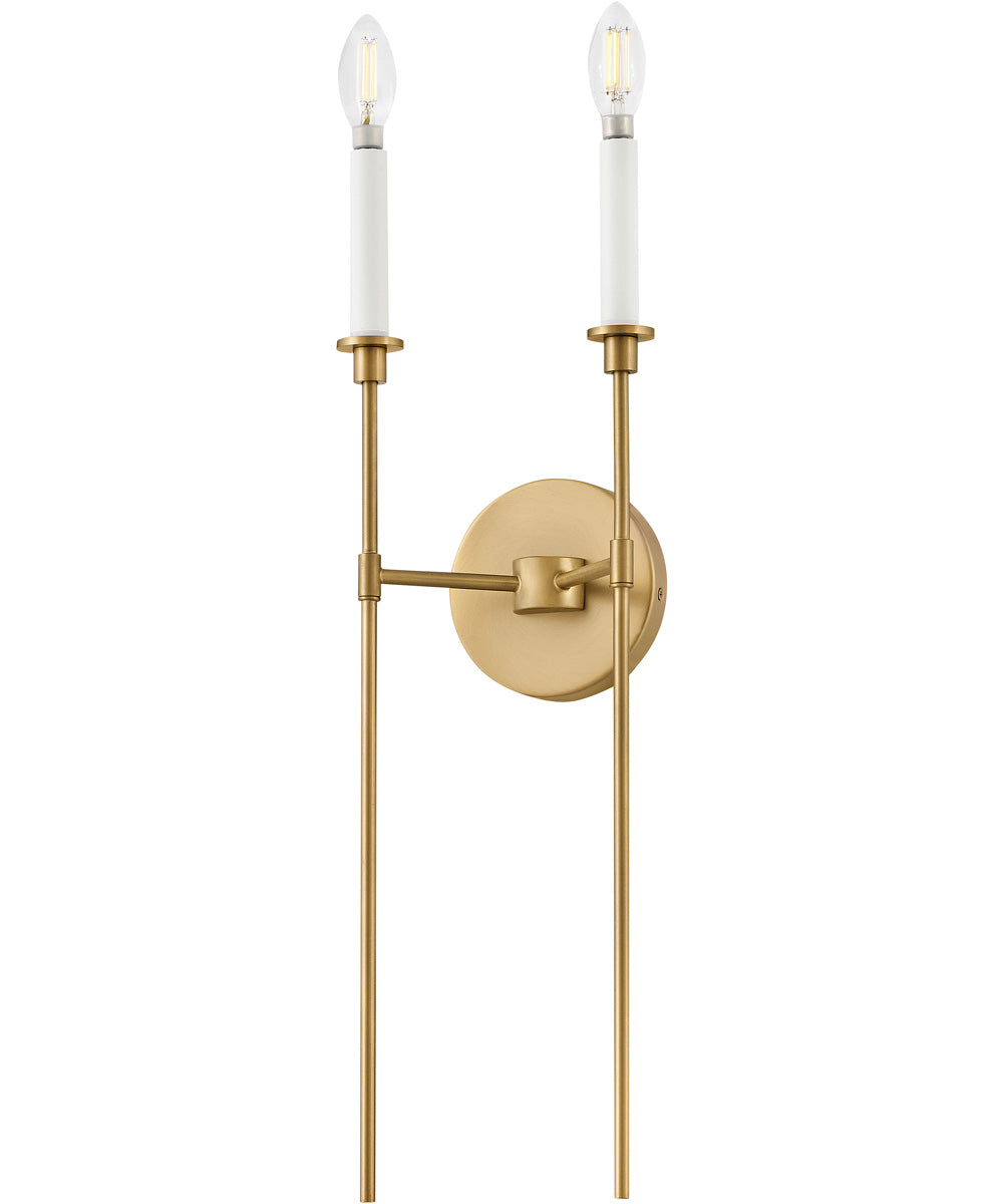 Hux 2-Light Medium Two Light Sconce in Lacquered Brass