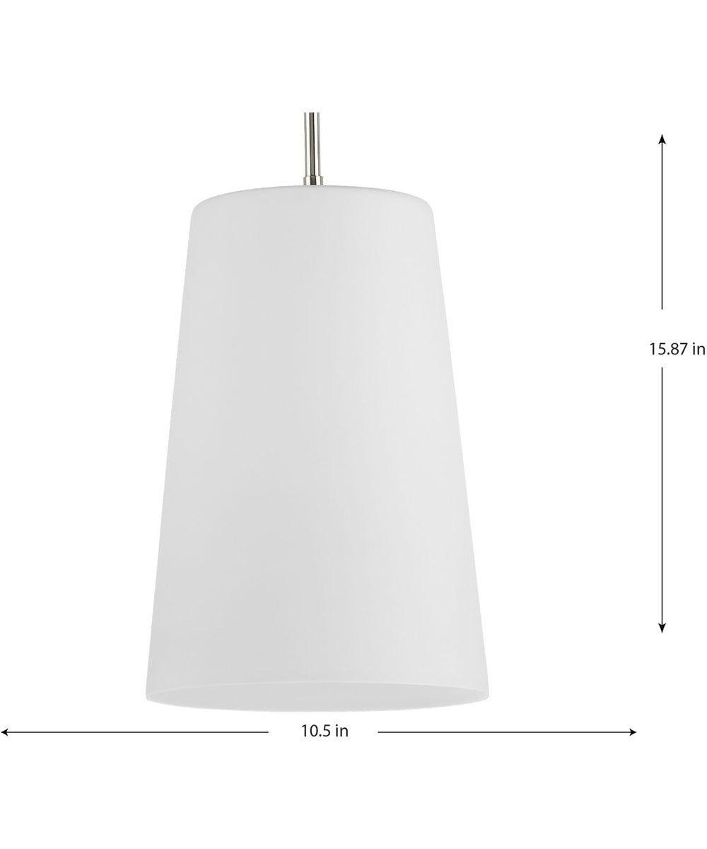 Clarion 1-Light Etched White Pendant P500430 Polished Nickel