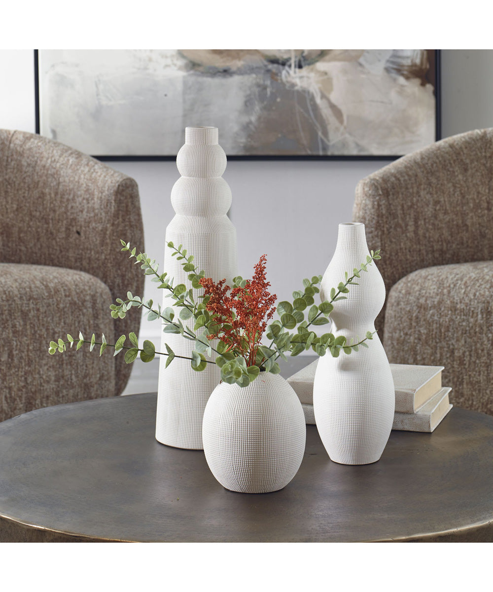 Forma White Ceramic Vases, Set of 3