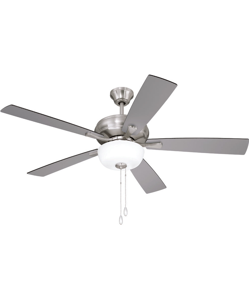 EOS 2 Light Frosted White Bowl 52" Ceiling Fan 2-Light Fan Brushed Polished Nickel