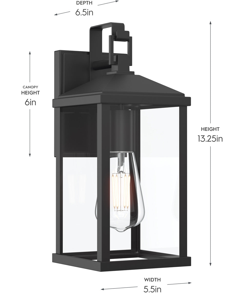 Cantley Medium Outdoor Wall Lantern with Clear Glass Panels Matte Black