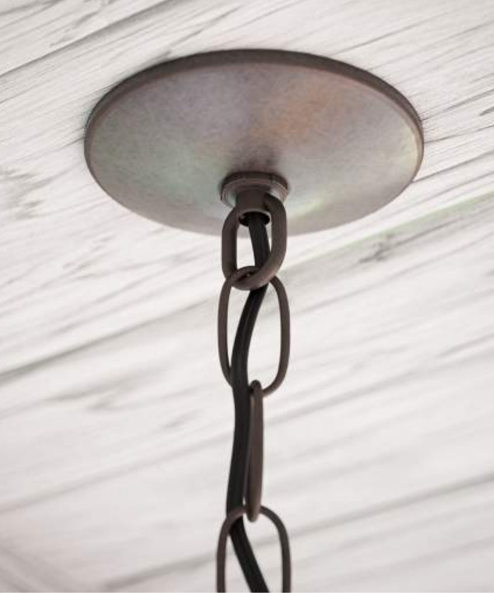 Dumas 16"W 3-Light Golden Bronze Finish Distressed Gray Wood Bead Chandelier by KenroyHome
