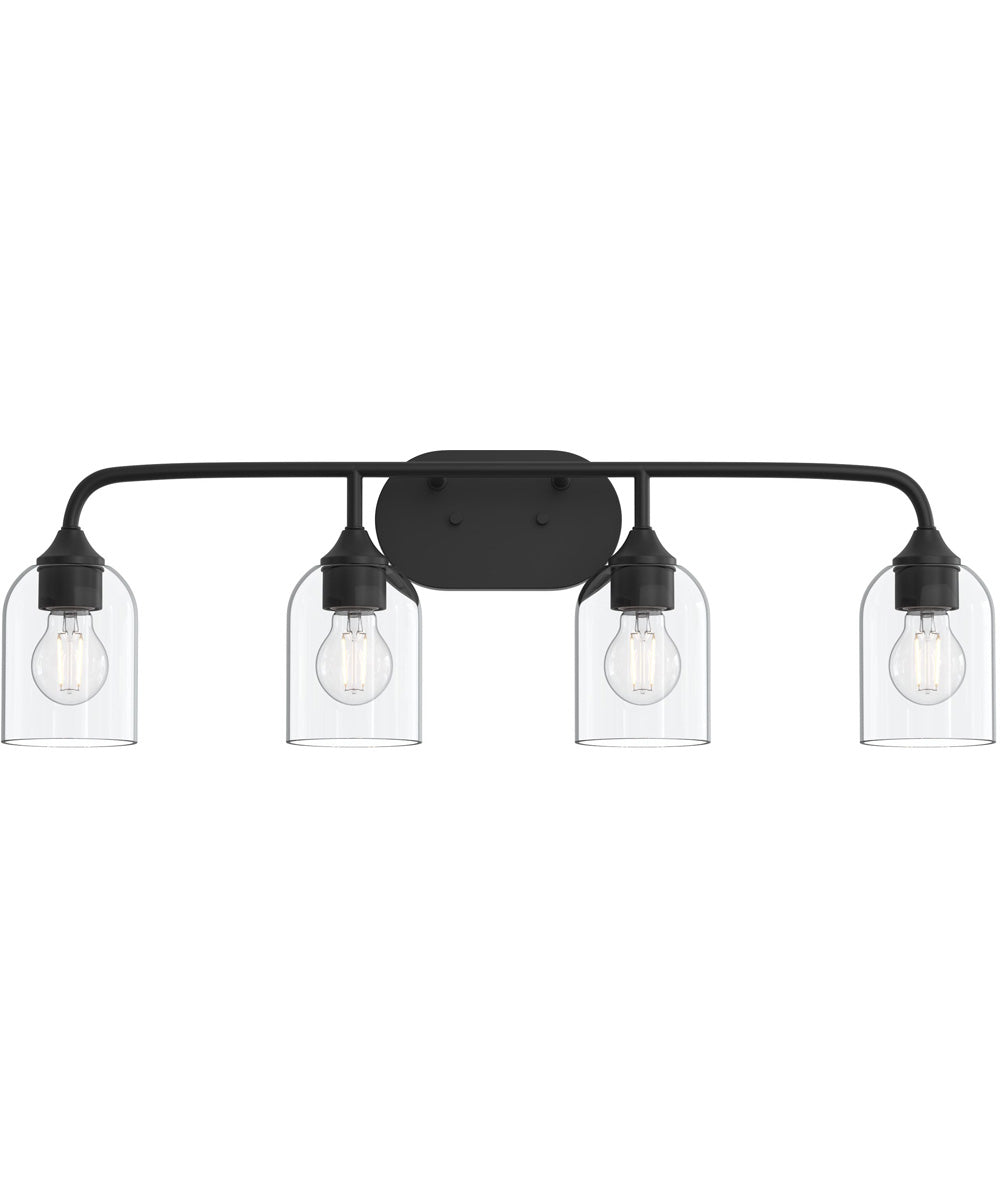 Ilia 4-Light Bath Vanity with Clear Glass Shade Matte Black