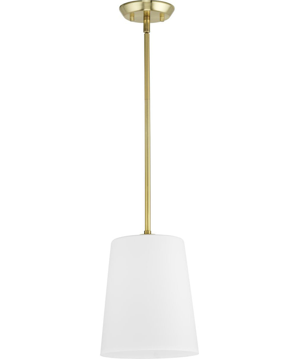 Clarion 1-Light Etched White Pendant P500429 Satin Brass
