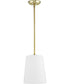 Clarion 1-Light Etched White Pendant P500429 Satin Brass