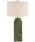 1-Light Table Lamp with Raised Leaf Ceramic in Glossy Green