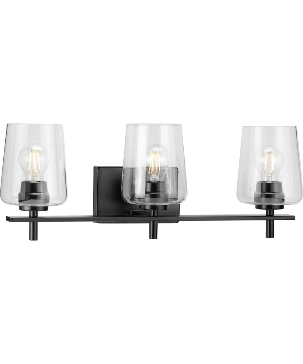 Calais 3-Light Clear Glass New Traditional Bath Vanity Light Matte Black