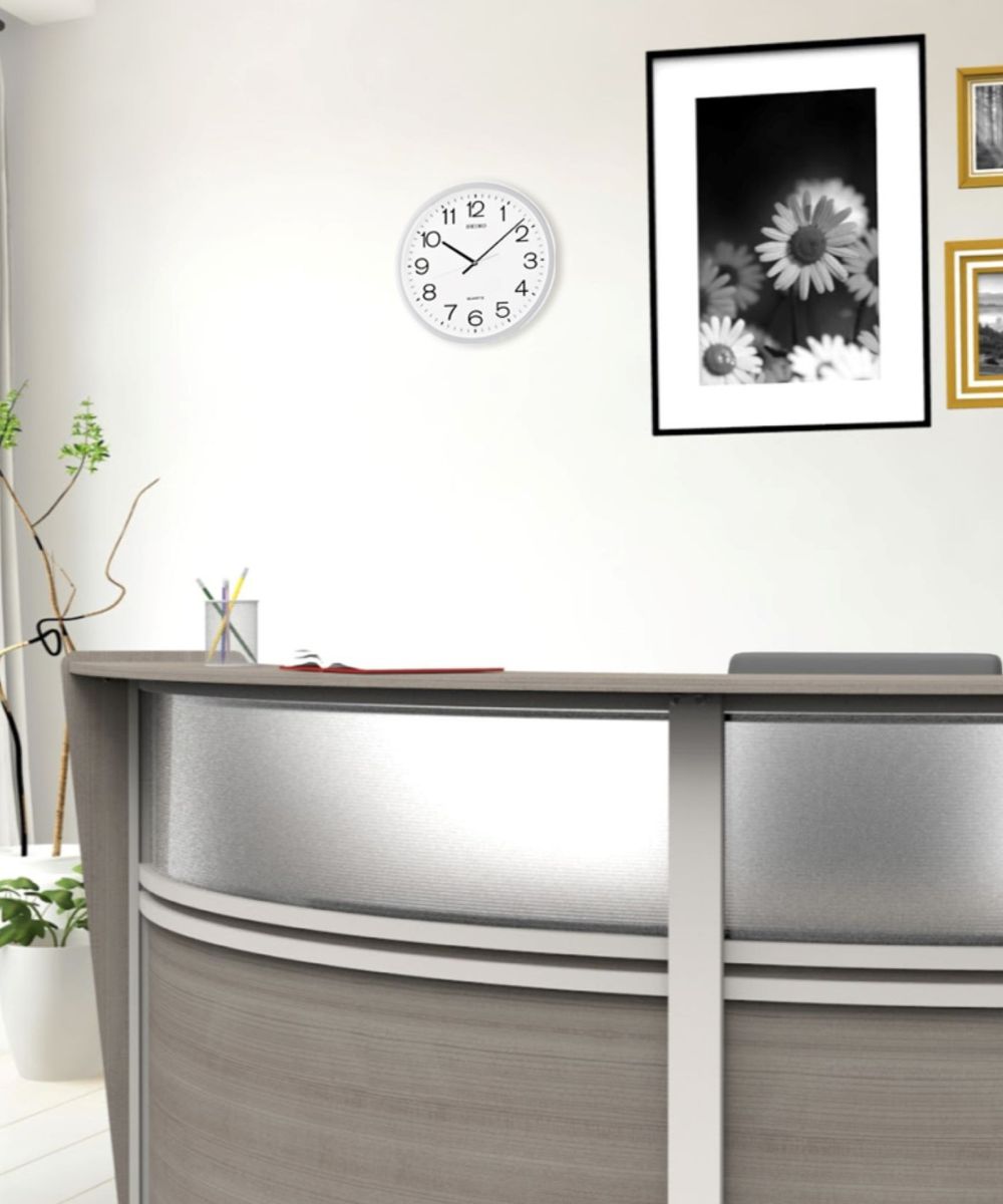 Silver-Toned Framed Numbered Wall Clock