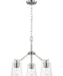 Vertex 3-Light Clear Glass Convertible Chandelier Brushed Nickel
