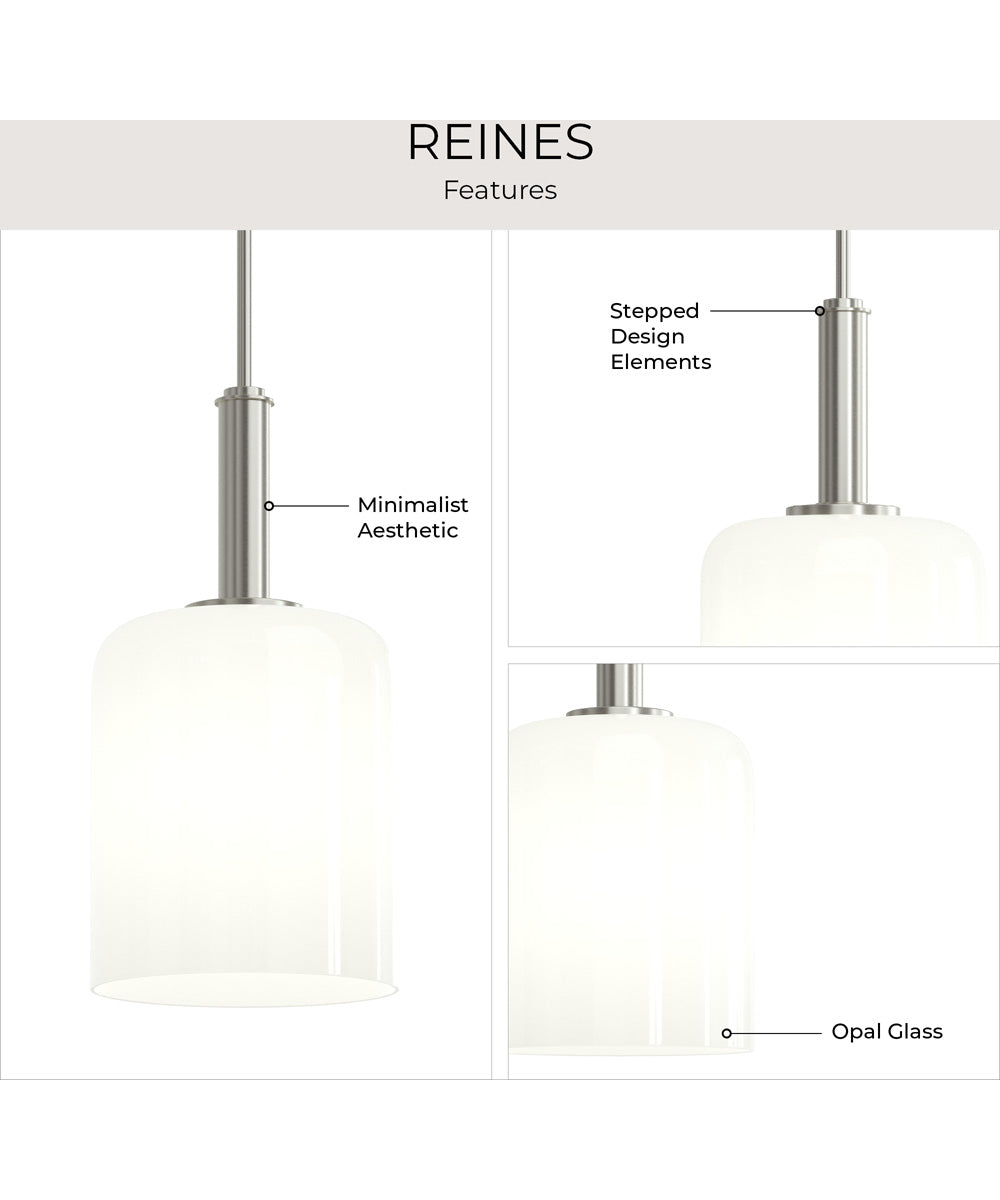 Reines 1-Light Pendant with Opal Glass Shade Brushed Nickel