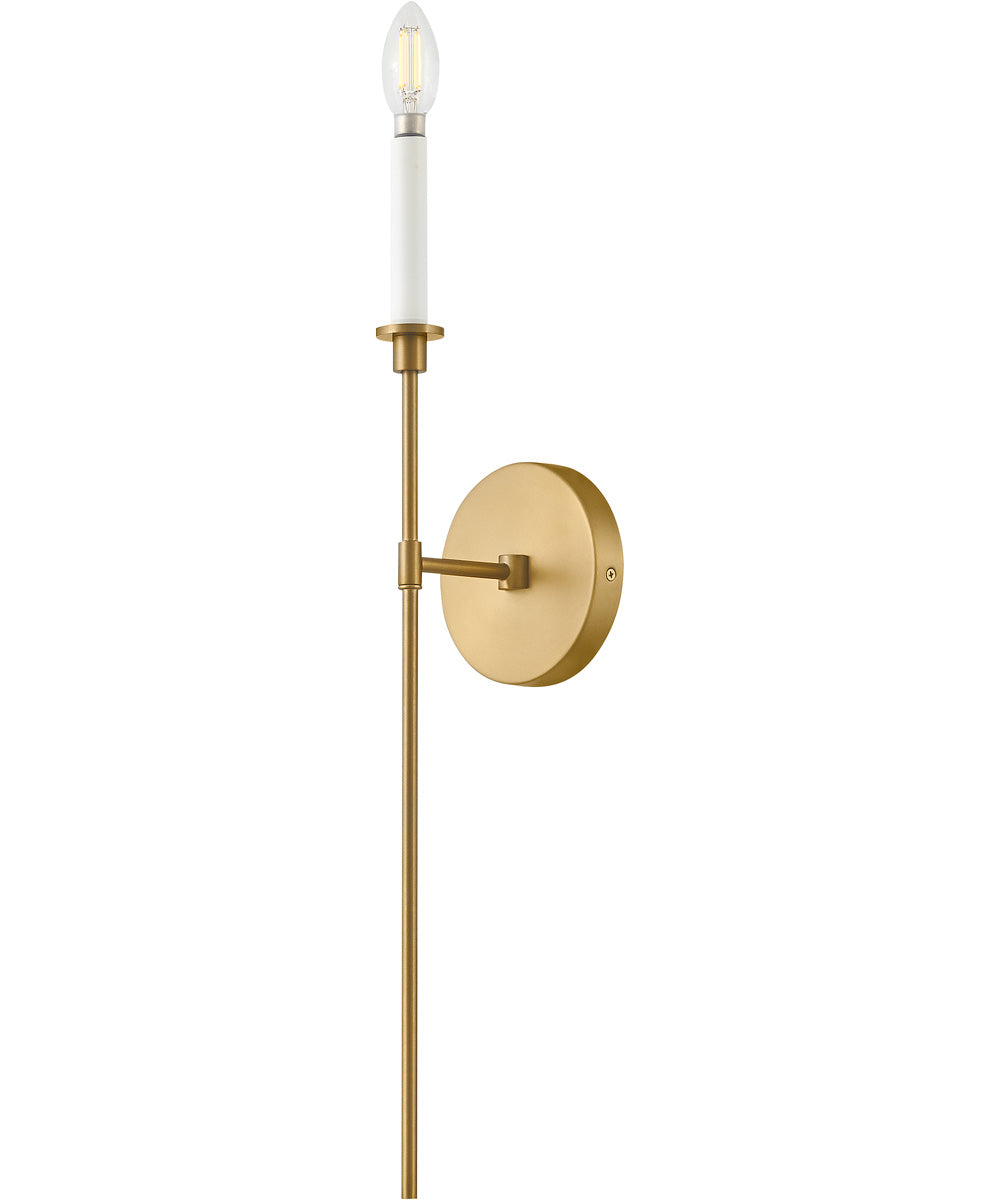 Hux 1-Light Large Single Light Sconce in Lacquered Brass