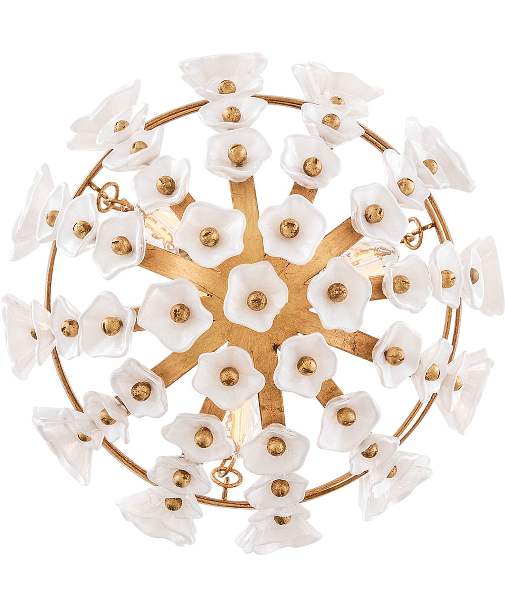 Azalea 3-Light Large Pendant in Distressed Brass