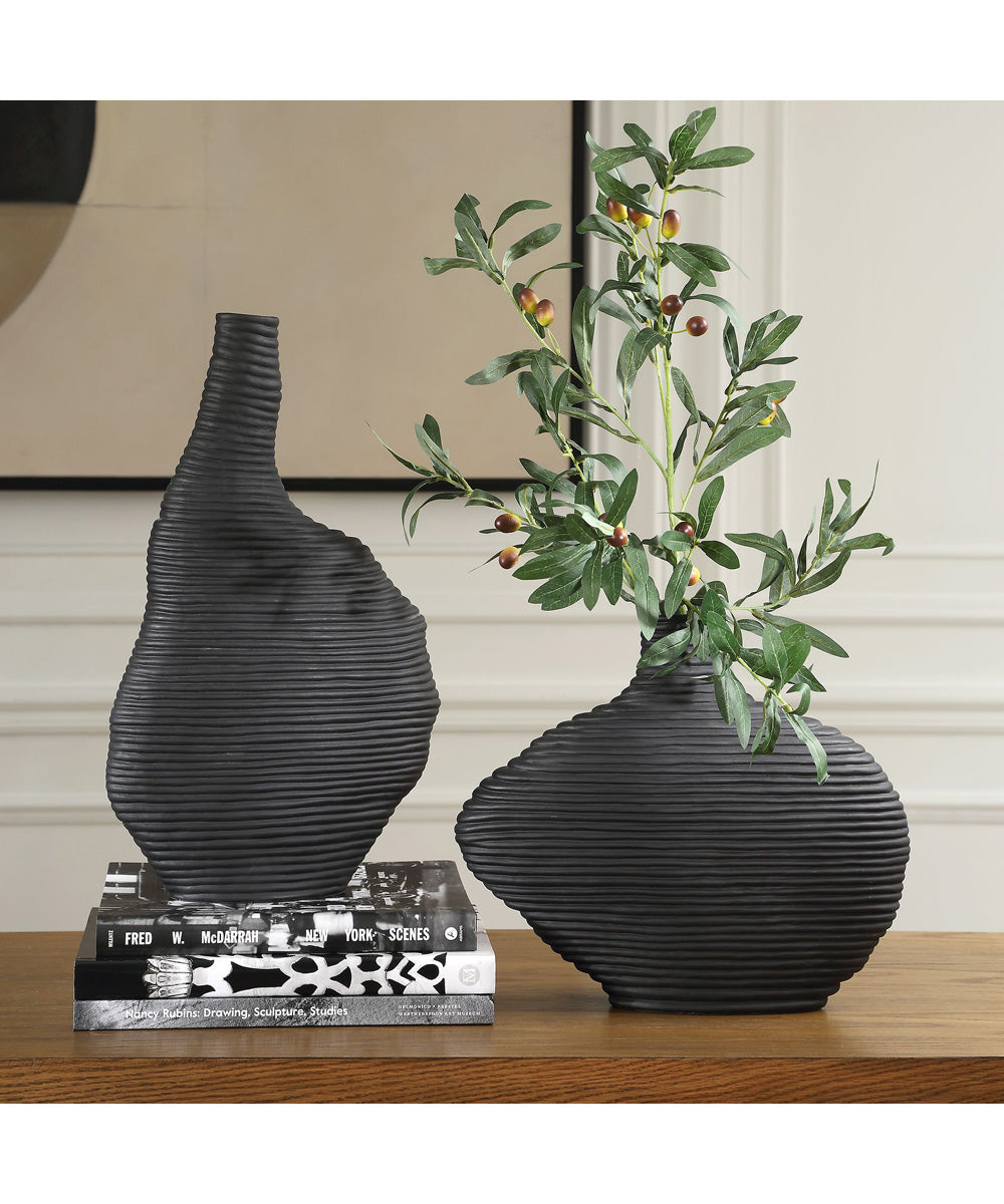 Duostacked Black Vases Set of 2
