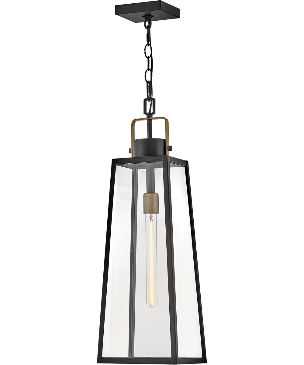 Hugh 1-Light Large Hanging Lantern in Black