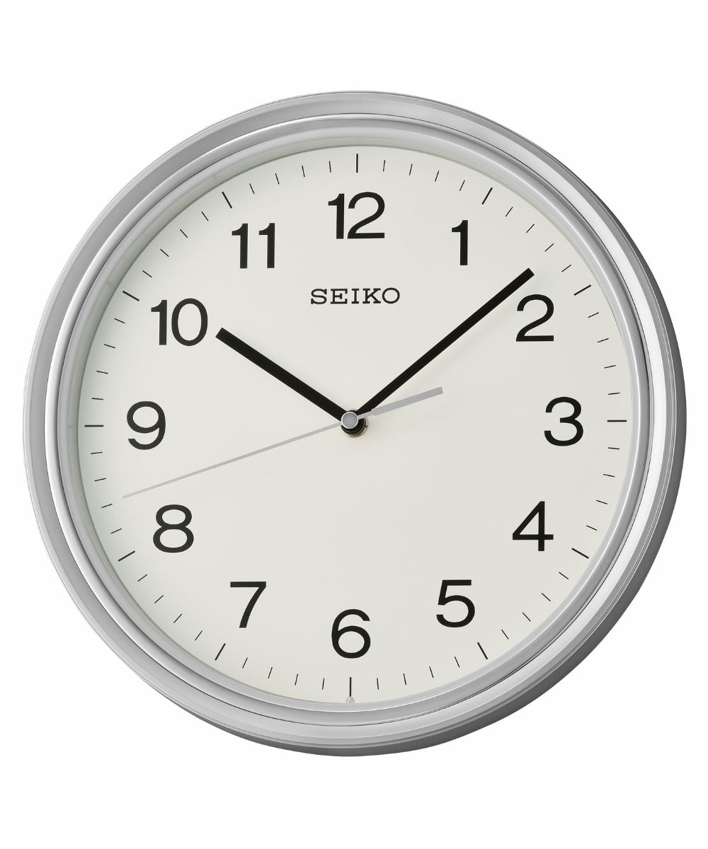 OPEN BOX Wall Clock Oita Metallic Silver Glass Cover