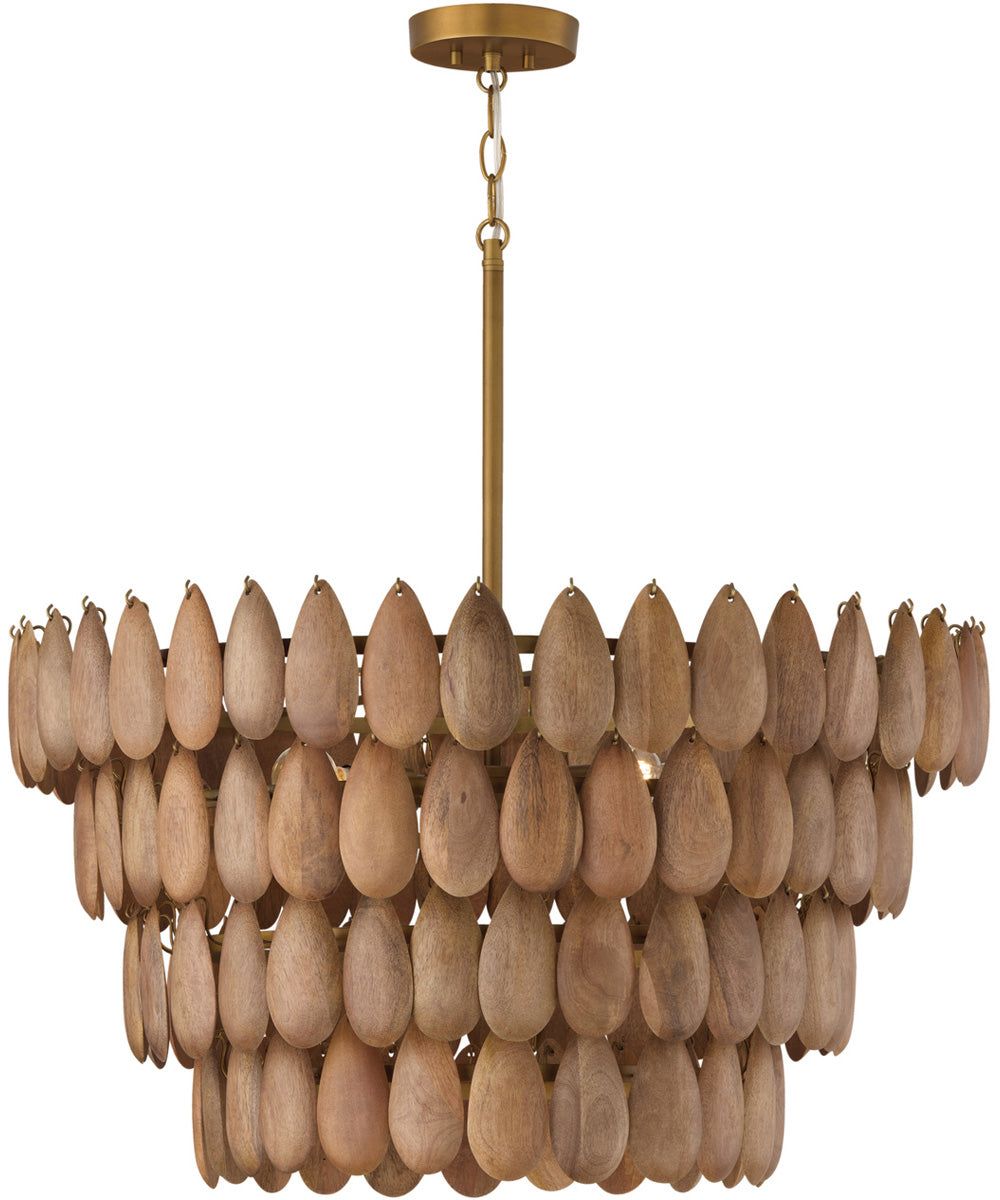 Ravi 4-Light Pendant Light Wood and Patinaed Brass