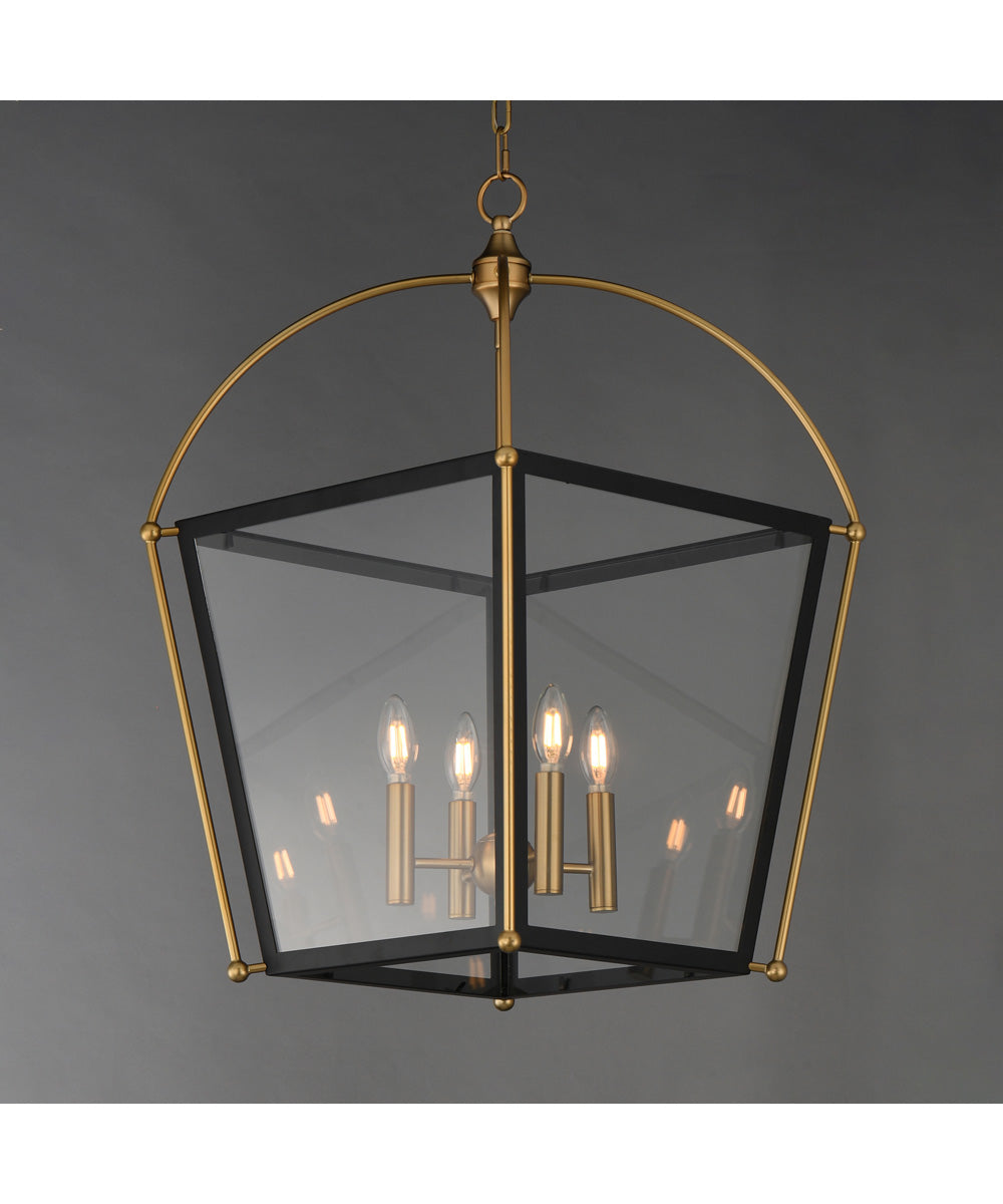 Mccadden 4-Light Pendant Black / Natural Aged Brass