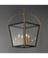 Mccadden 4-Light Pendant Black / Natural Aged Brass