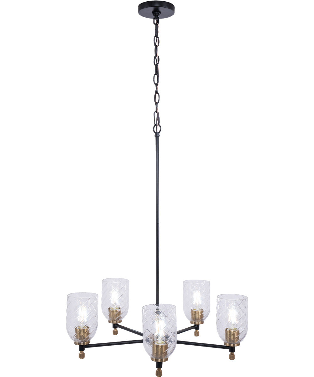 Council 5-Light Lighting Flat Black/Satin Brass