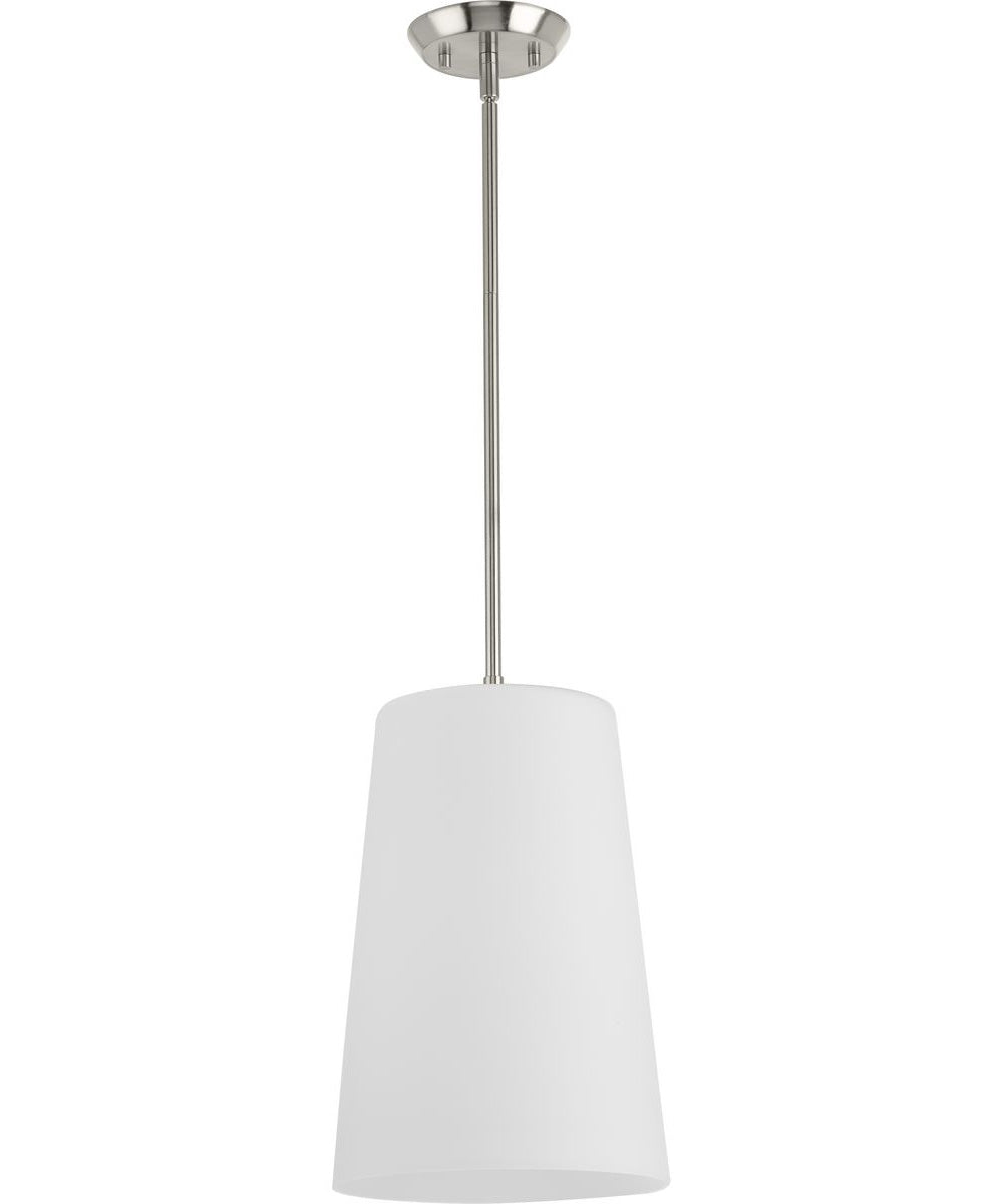 Clarion 1-Light Etched White Pendant P500430 Brushed Nickel