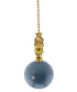 Polished Brass Sky Blue Ceramic Ball Fan Pull 2.25"h
