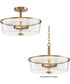 Fuller 3-Light Semi Flush/Pendant Convertible Natural Aged Brass