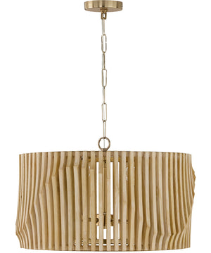 Archer 4-Light Pendant Blonde Wood and Matte Brass