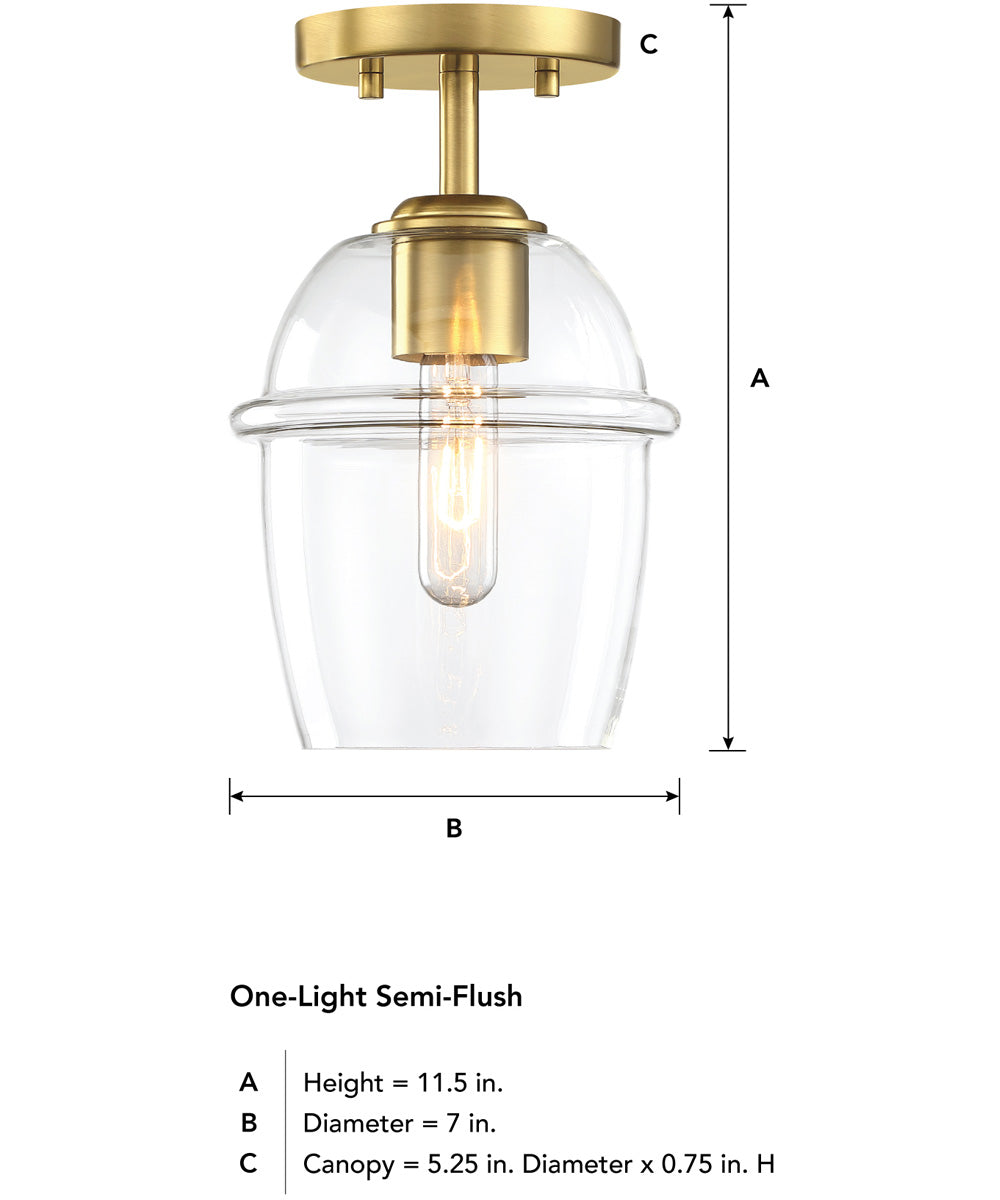 Summer Jazz 1 Light Semi Flush Mount Brushed Gold