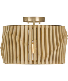Archer 1-Light Semi-Flush Blonde Wood and Matte Brass