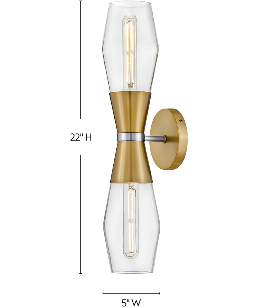Livie 2-Light Large Two Light Sconce in Lacquered Brass