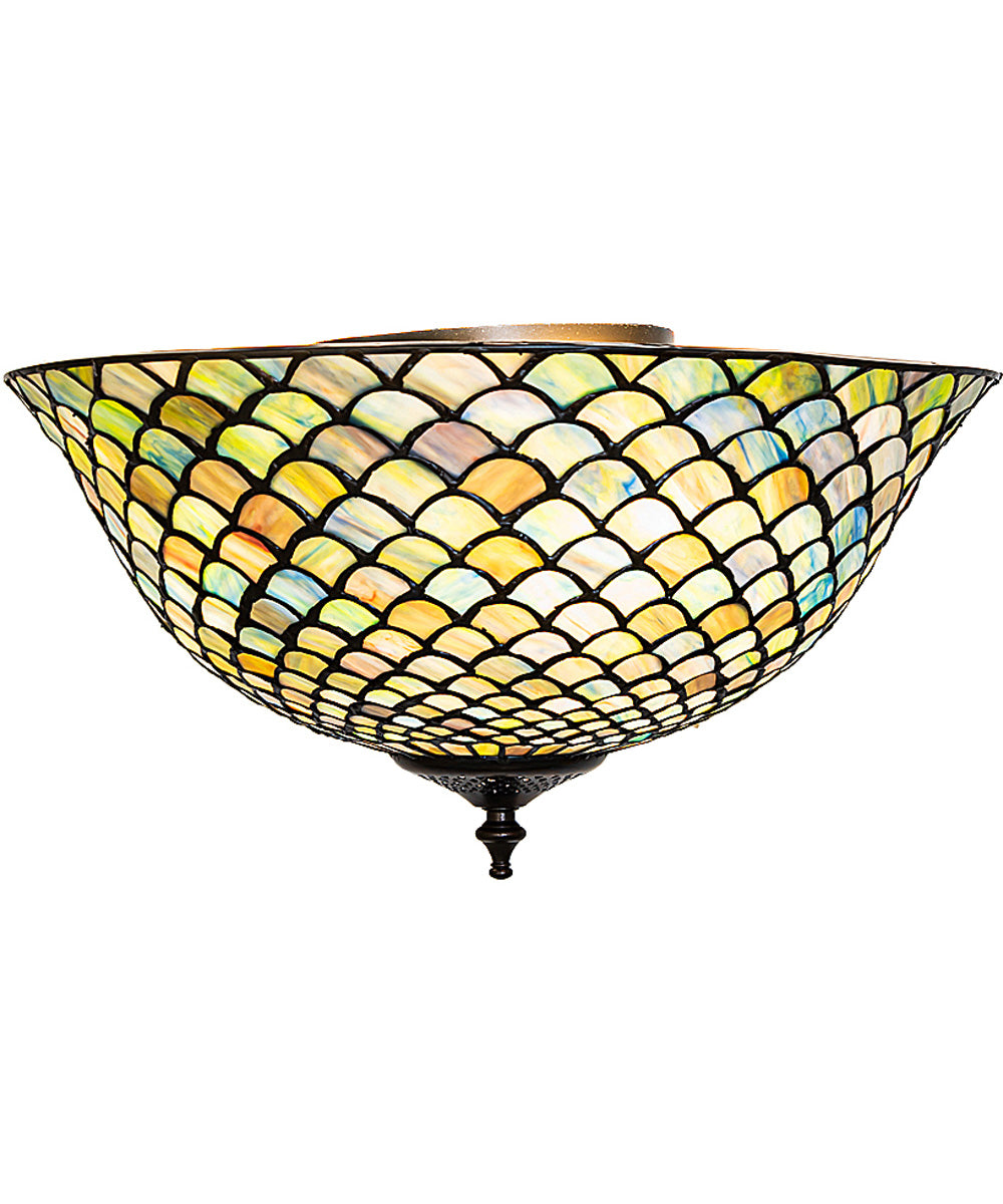 16" Wide Tiffany Fishscale Flush Mount